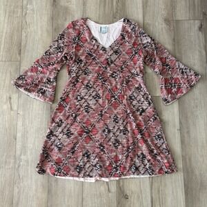 Anthropologie Maeve Bell Sleeve Dress Womens Size Large Knit Bohemian 3/4 Sleeve